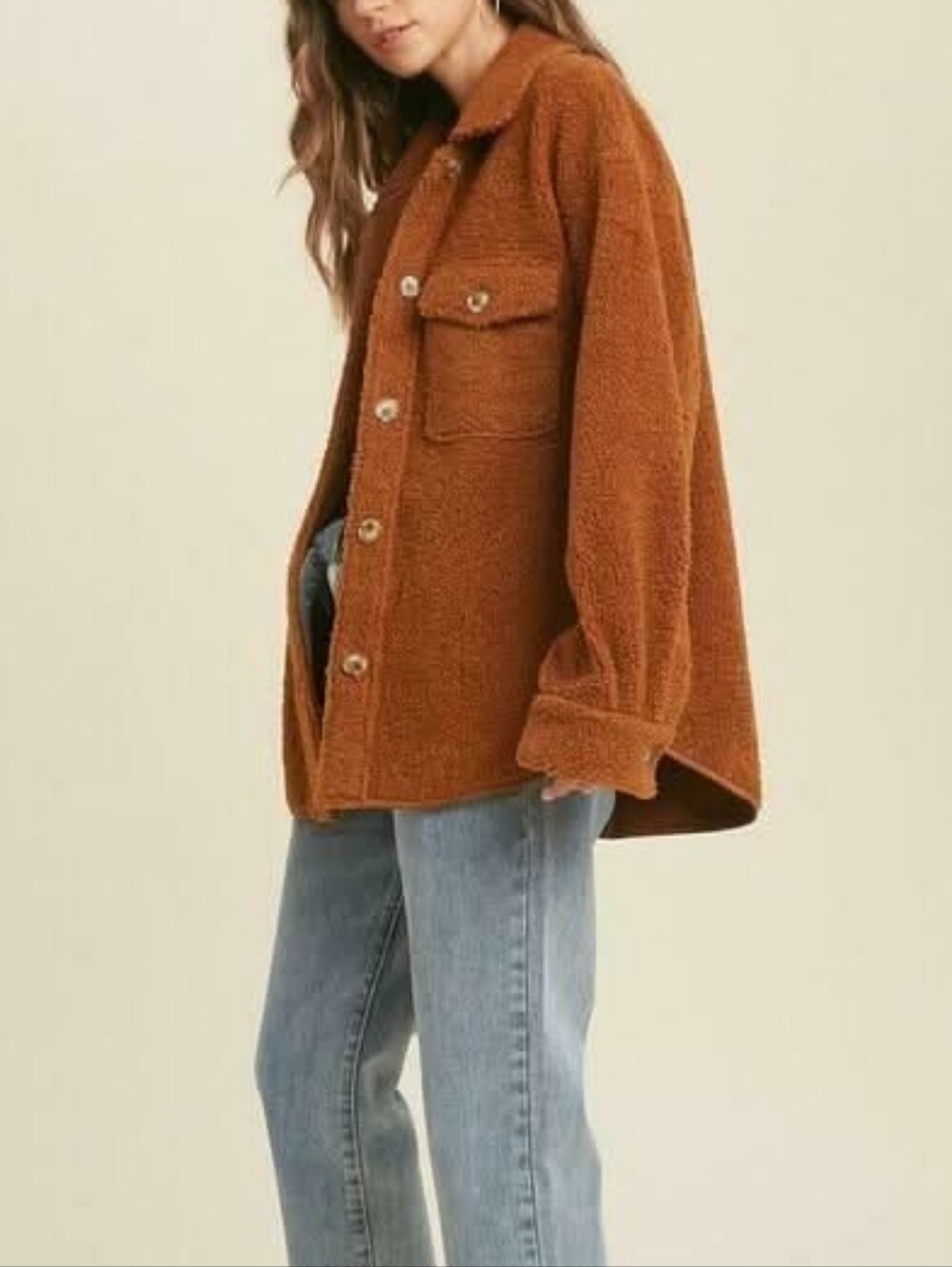 12th Tribe Better Off Rust Sherpa Shacket M/L